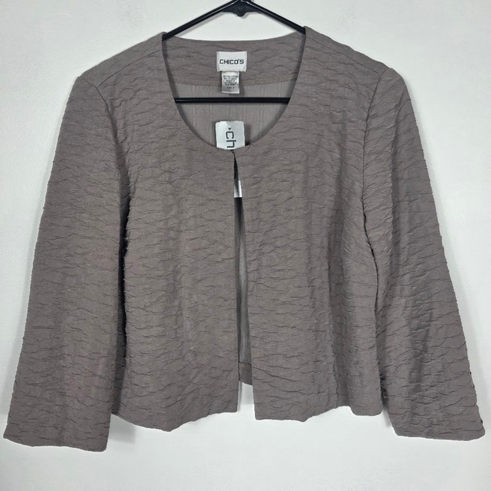 CHICOS TRAV COLL Textured Taylor Jacket Brindle Size 1‎